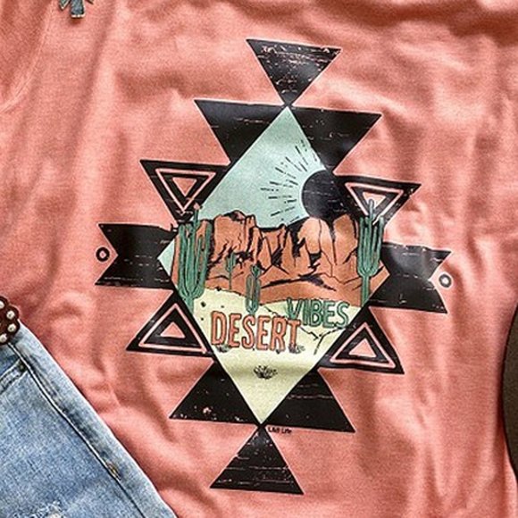 Heather Rust Desert Vibes Cute Graphic Tee T Shirt - Picture 3 of 4